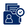 file folder containing documents and a magnifying glass with a checkmark designed for efficient data verification and organization in professional settings related to four key areas of focus
