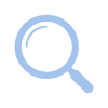 magnifying glass icon in light blue color representing search three features