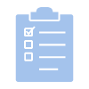 blue clipboard with checkboxes and lines for notes representing a checklist for ten items or tasks